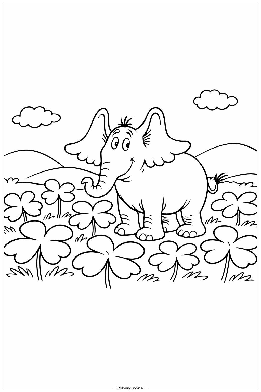  Dr Seuss Horton 與三葉草著色頁 