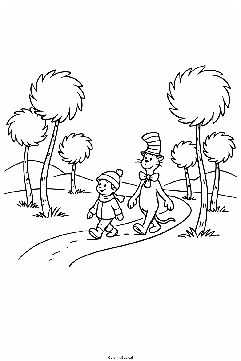  Página para colorir de Passeio na Floresta Truffula do Dr. Seuss 