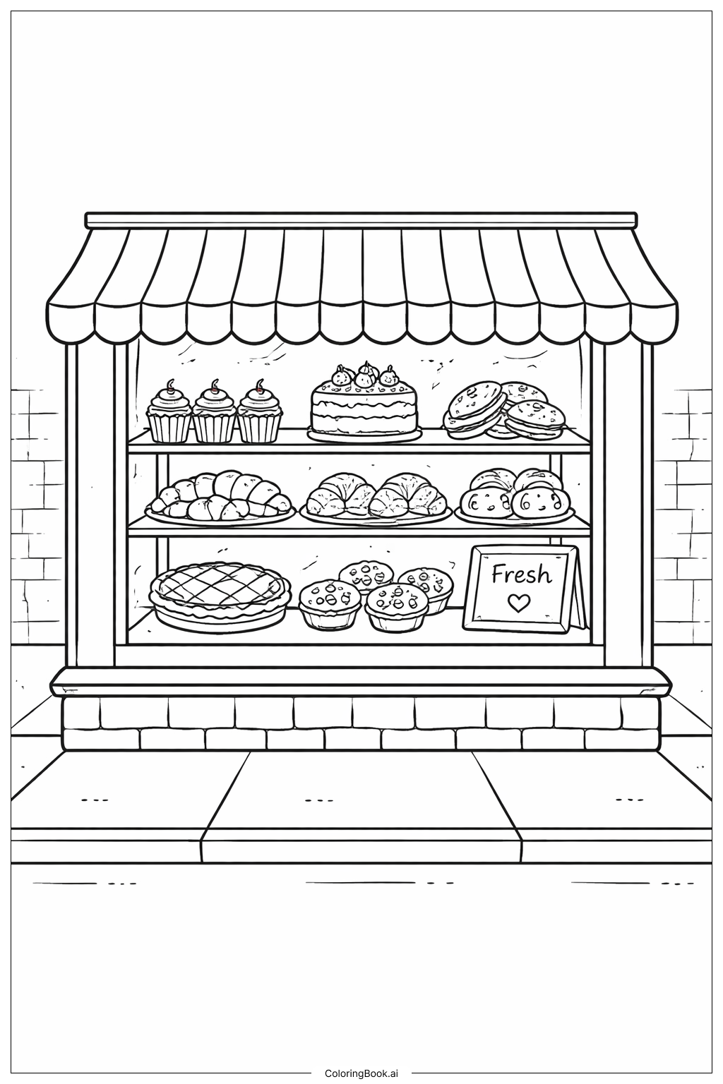 Trang tô màu Cửa Sổ Tiệm Bánh Dr Suess Với Các Loại Bánh