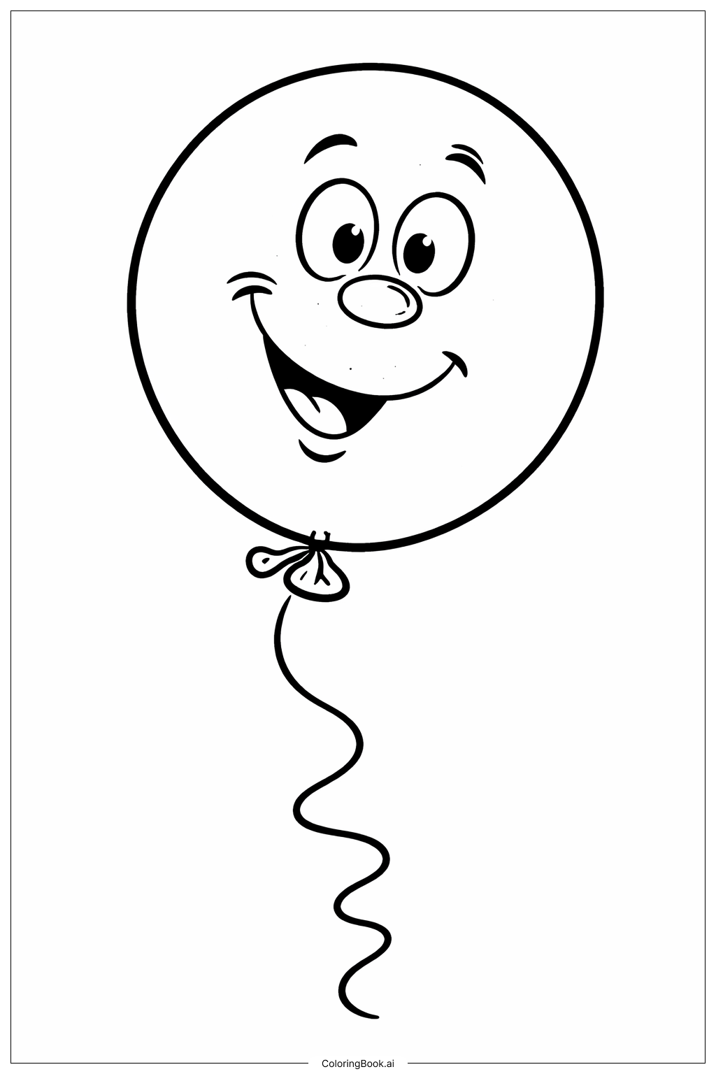  Page de coloriage Ballon Dr Suess avec visage souriant 