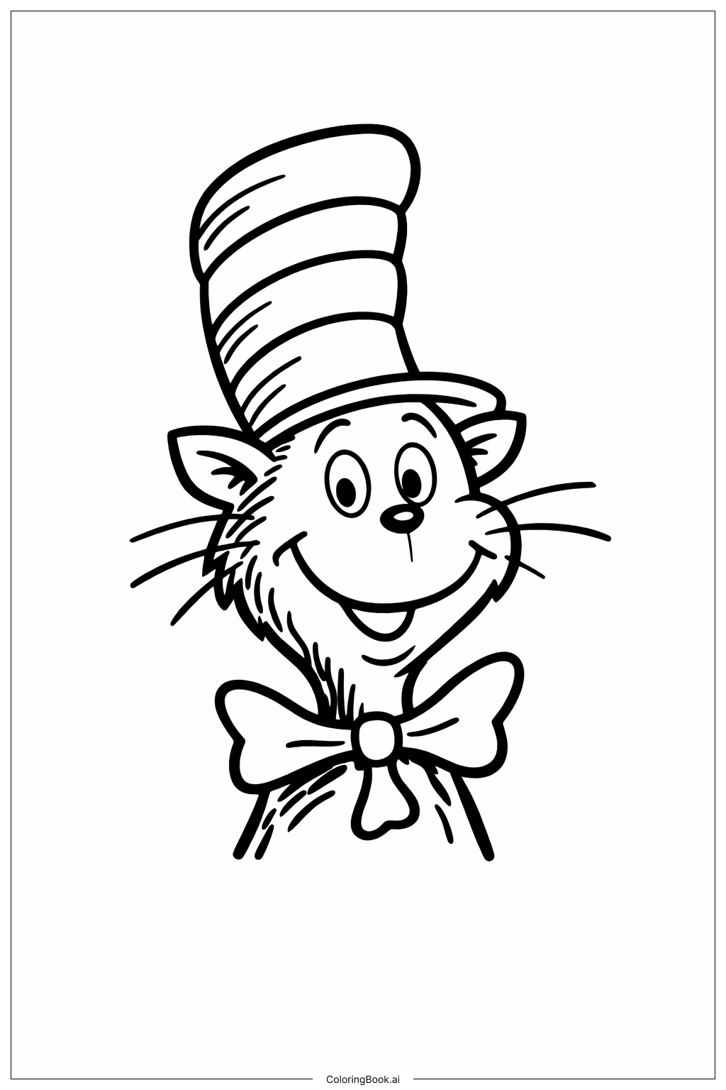  Page de coloriage Chat du Dr Seuss avec un chapeau haut 