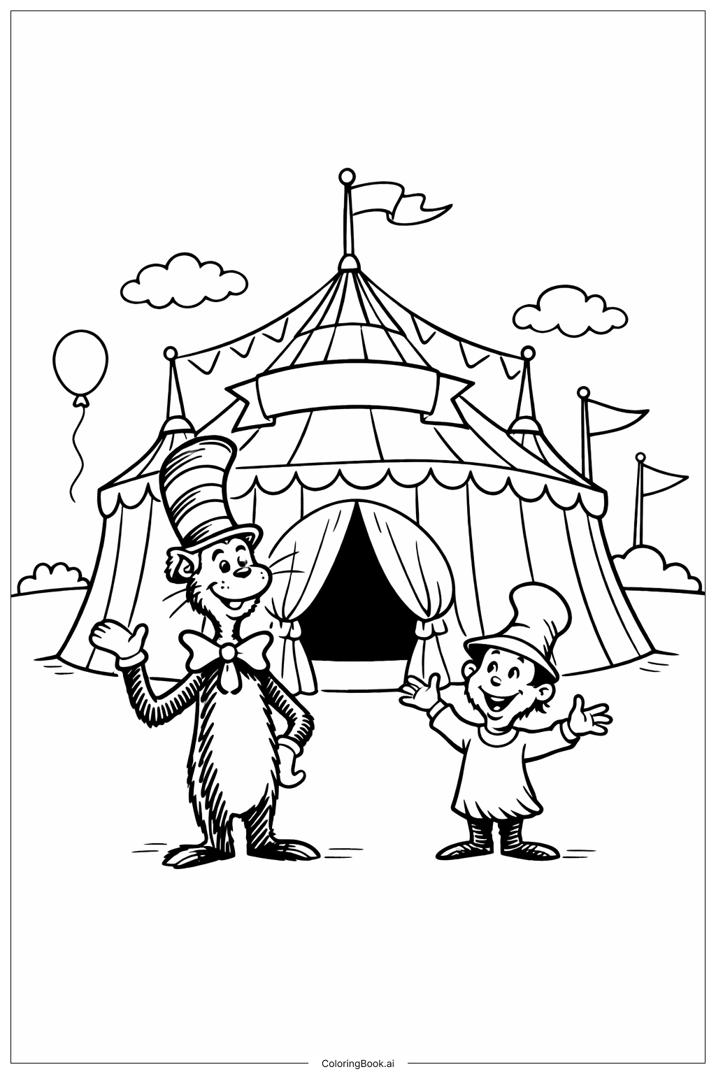 Chapiteau de cirque Dr Seuss avec personnages