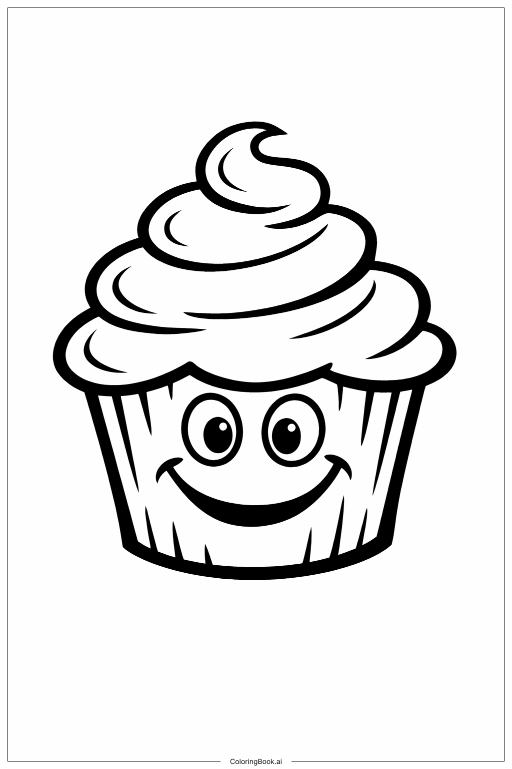  Page de coloriage Cupcake Dr Seuss avec yeux 