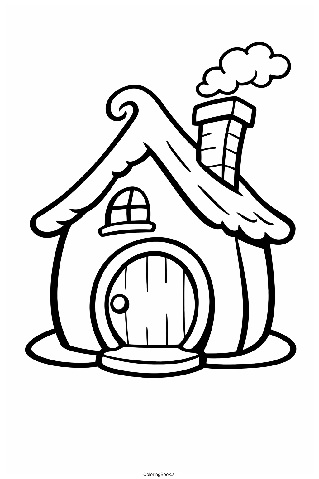  Page de coloriage Maison simple de Dr Seuss avec cheminée 