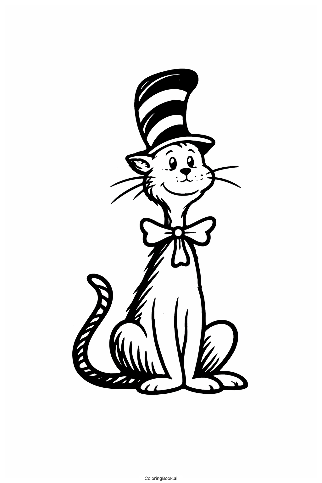  Page de coloriage Silhouette de chat assis de Dr Seuss 