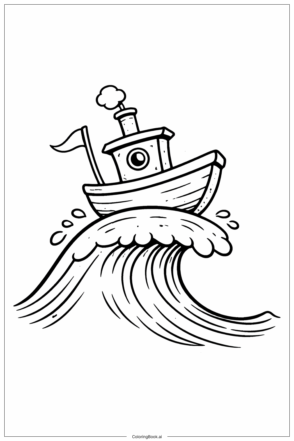  Page de coloriage Petit Bateau Dr Seuss sur la Vague 