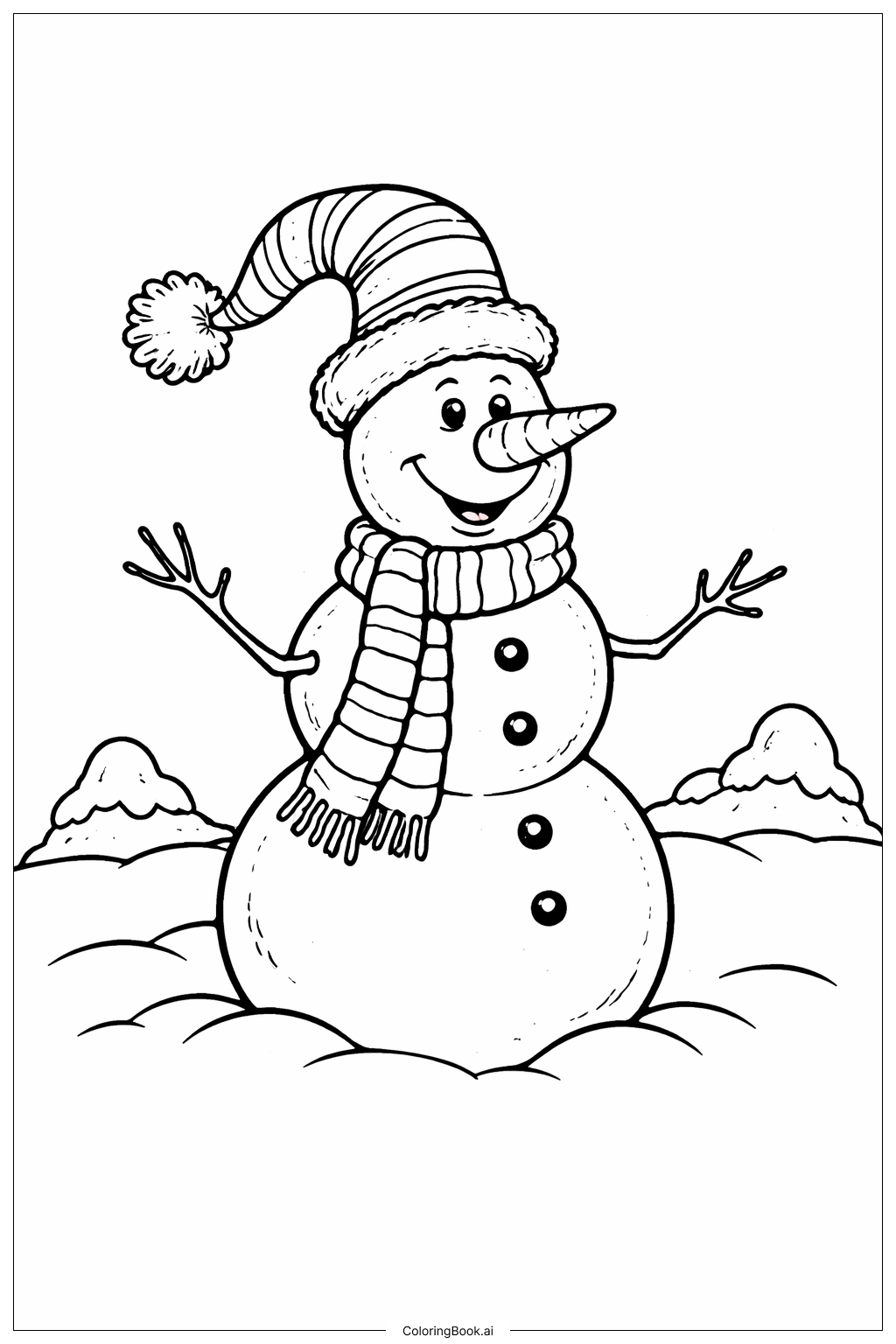 Trang tô màu Người Tuyết Mùa Đông Dr Suess Với Khăn Quàng