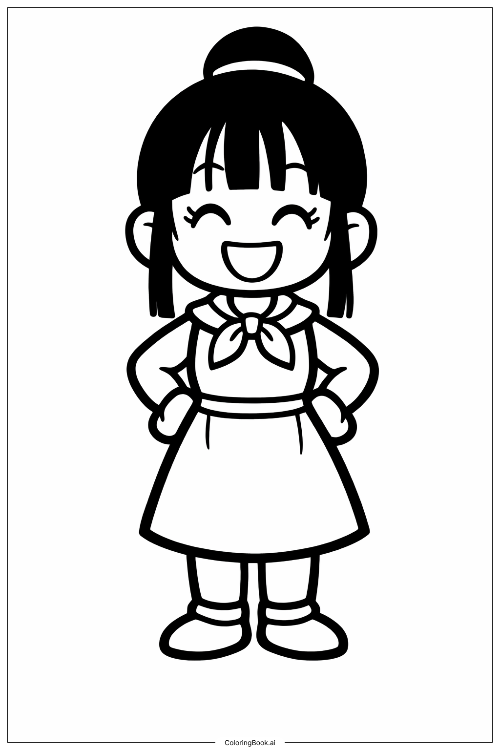  Page de coloriage Dragon Ball ChiChi Heureuse 