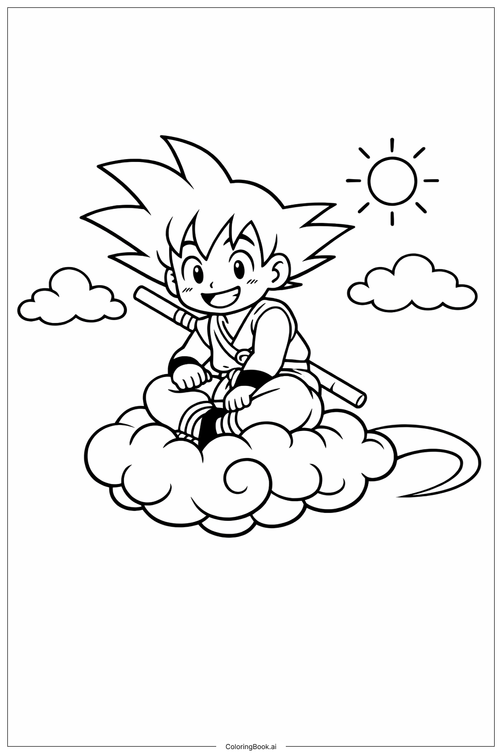  Page de coloriage Dragon Ball Goku et Nimbus 