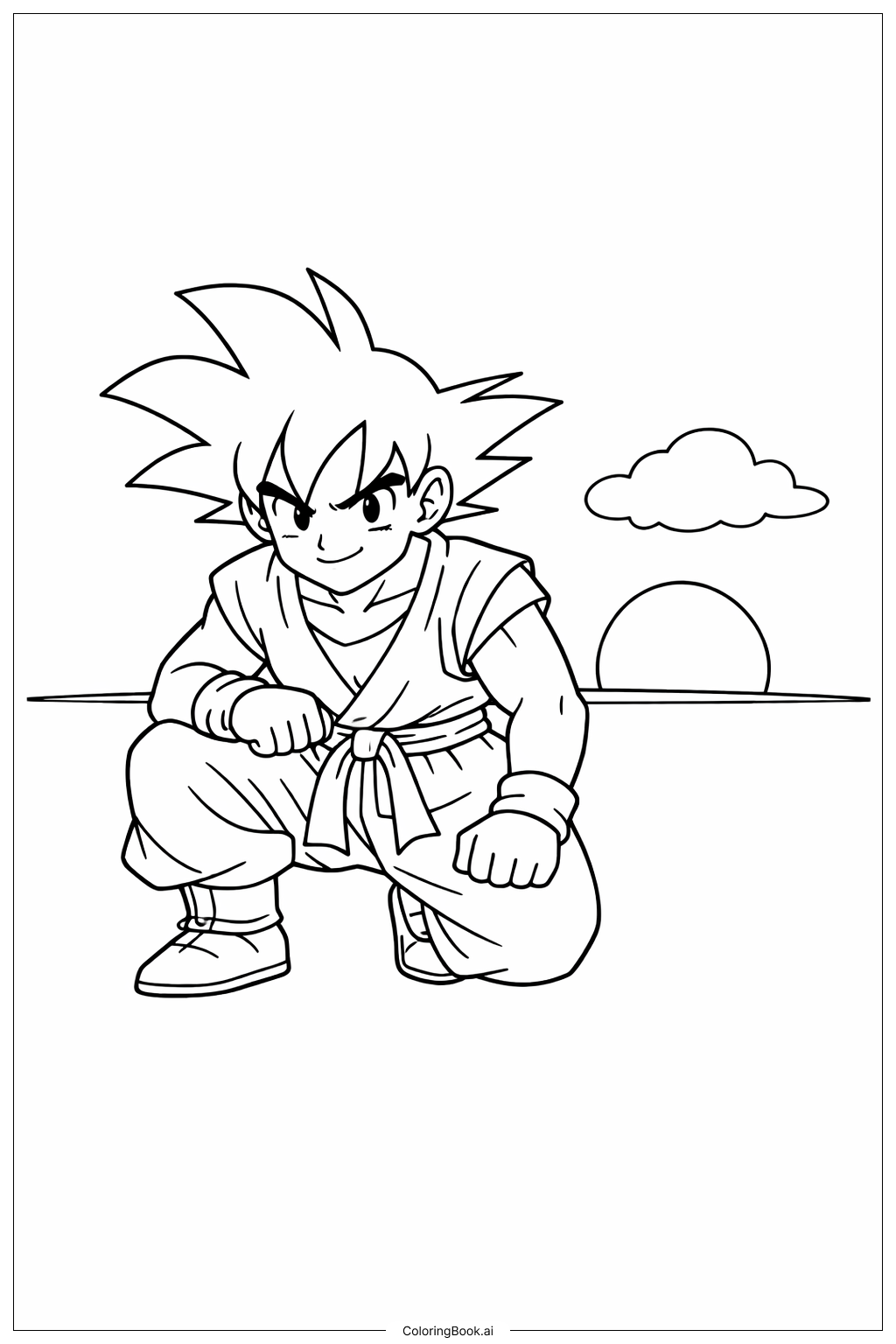  Page de coloriage Scène d'entraînement de Goku de Dragon Ball 