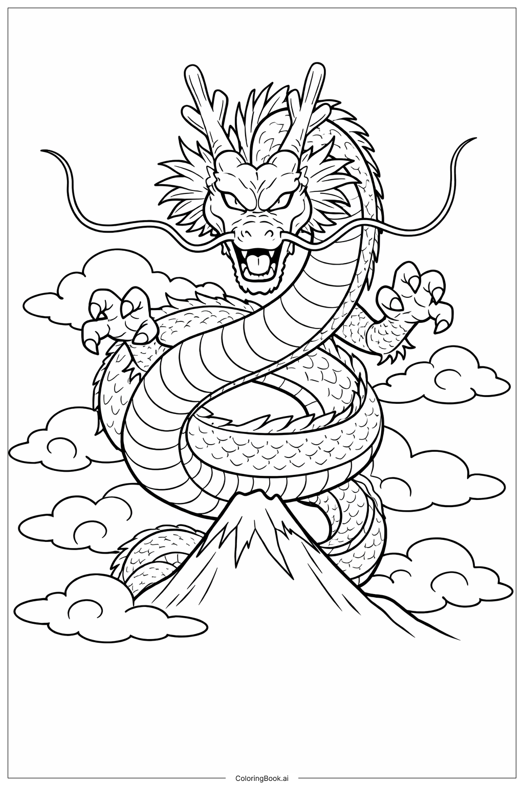  Page de coloriage Salutation de Shenron Dragon Ball 