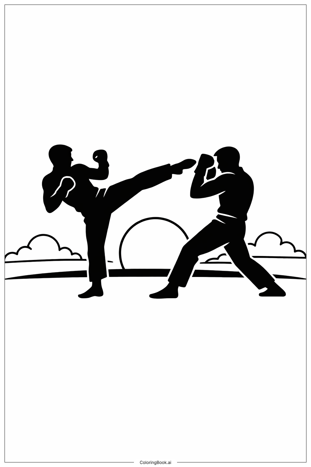  Page de coloriage Combat au coucher du soleil Dragon Ball 