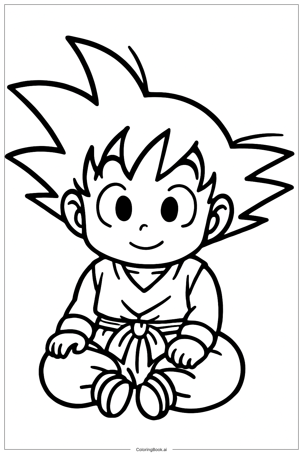  ドラゴンボールZ 赤ちゃん悟空 笑っているの塗り絵ページ 