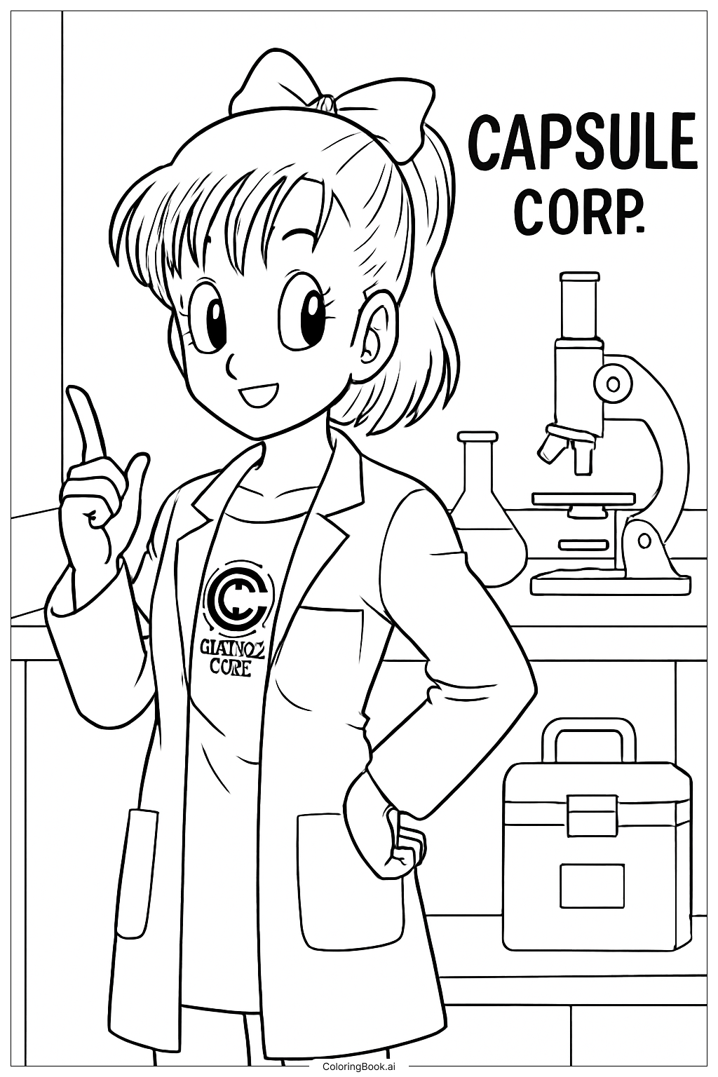  ドラゴンボールZ カプセルコーポレーション研究所シーンの塗り絵ページ 