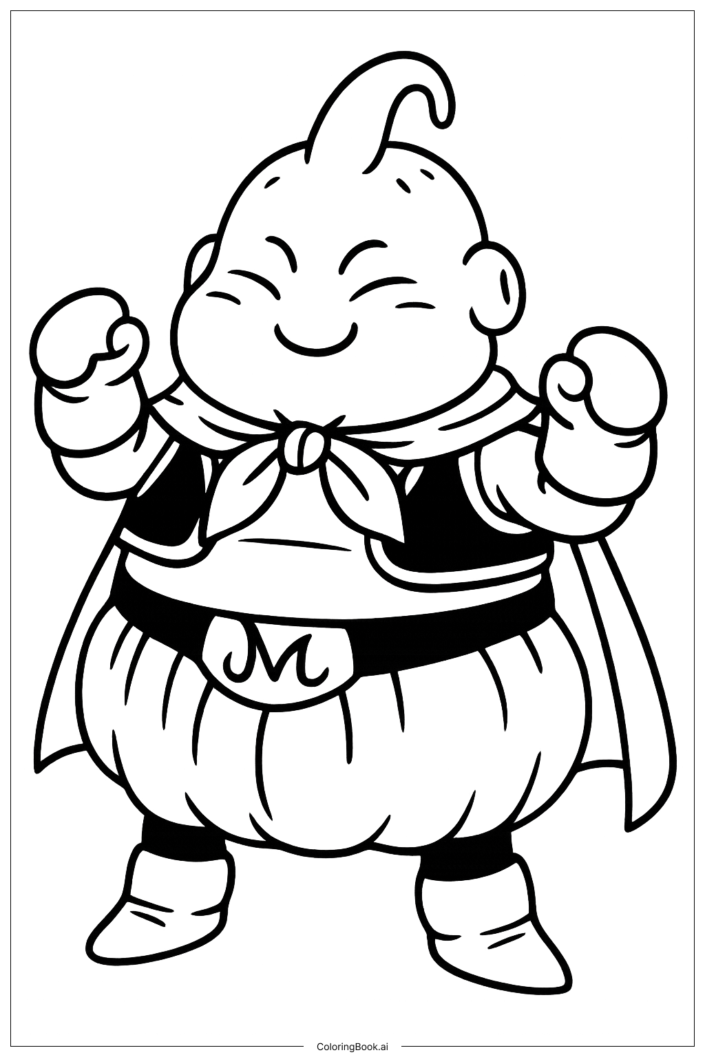  ドラゴンボールZ キュート魔人ブウの塗り絵ページ 