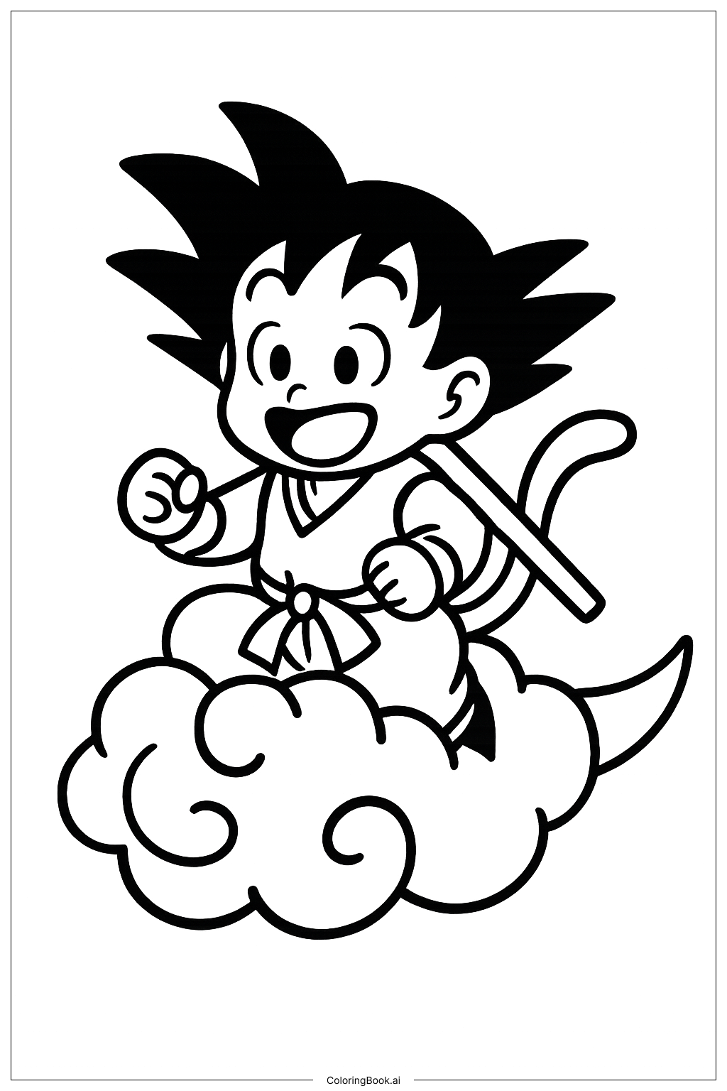  ドラゴンボールZ 浮遊する筋斗雲の乗り物の塗り絵ページ 