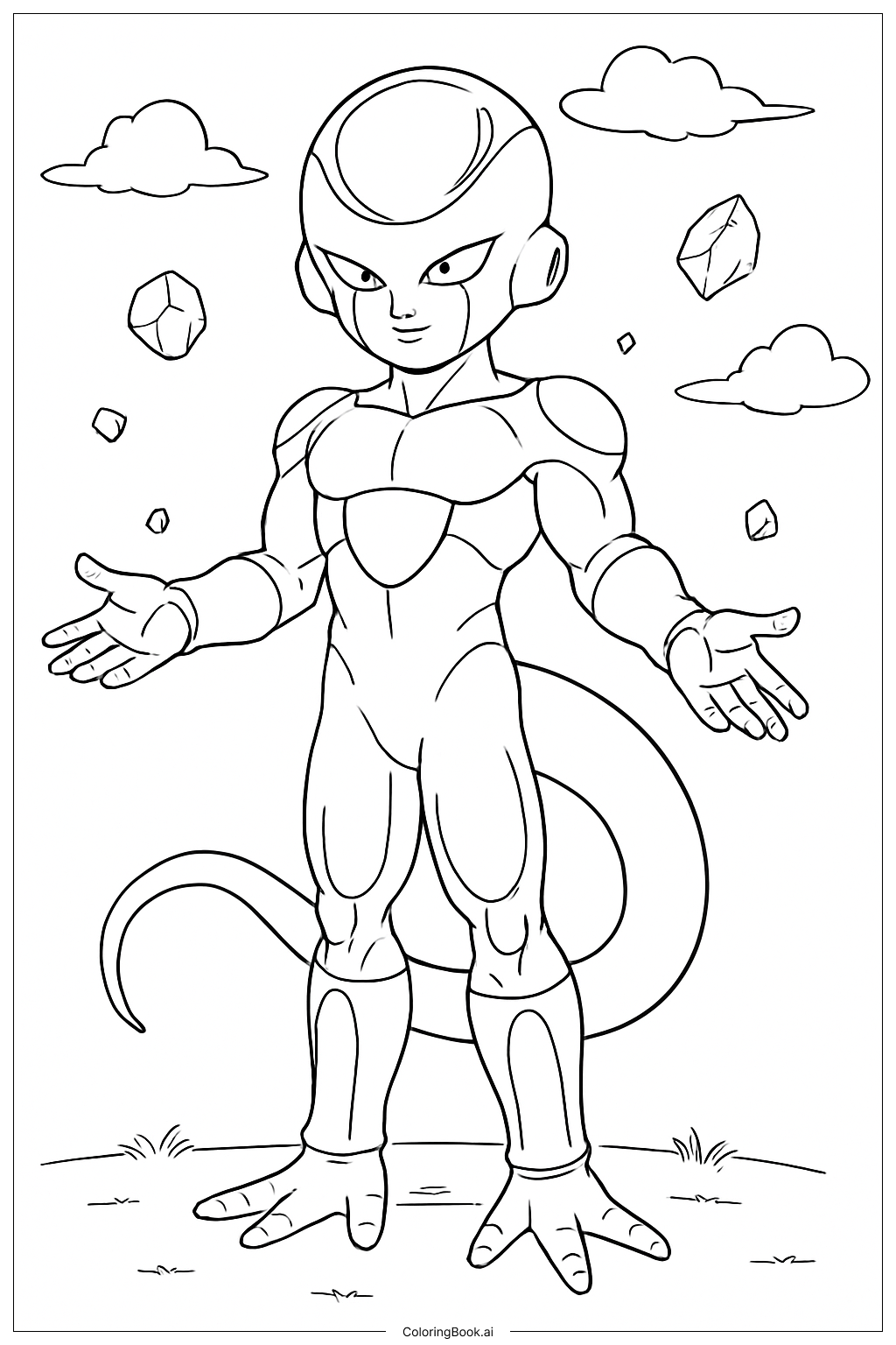  ドラゴンボールZ フレンドリーなフリーザのシーンの塗り絵ページ 