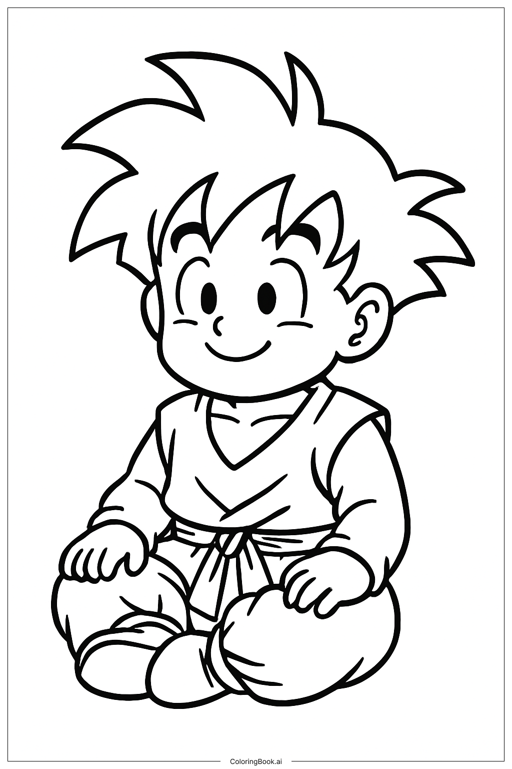  ドラゴンボールZ 孫悟飯 座っているの塗り絵ページ 