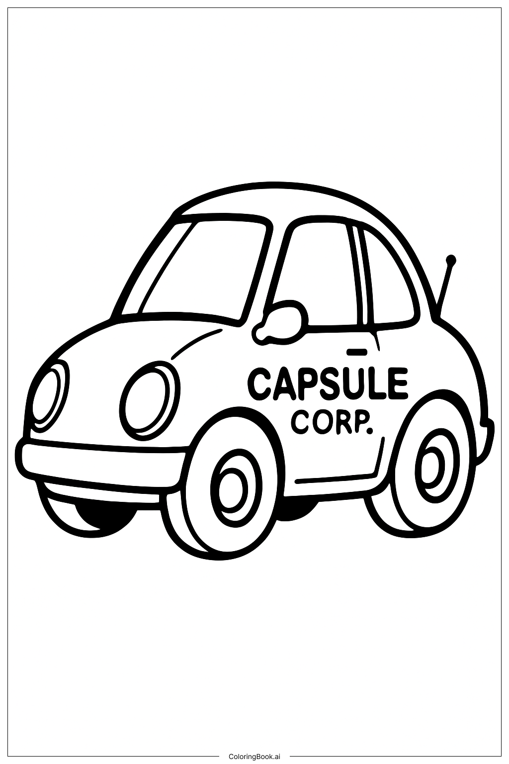  ドラゴンボールZ シンプルカプセルコーポレーションカーの塗り絵ページ 