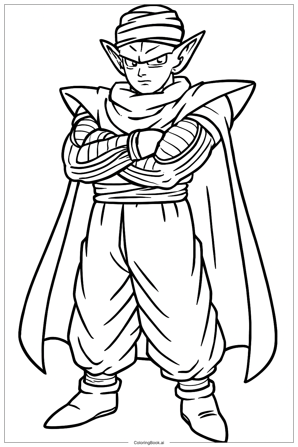  ドラゴンボールZ シンプルなピッコロ 立っているの塗り絵ページ 