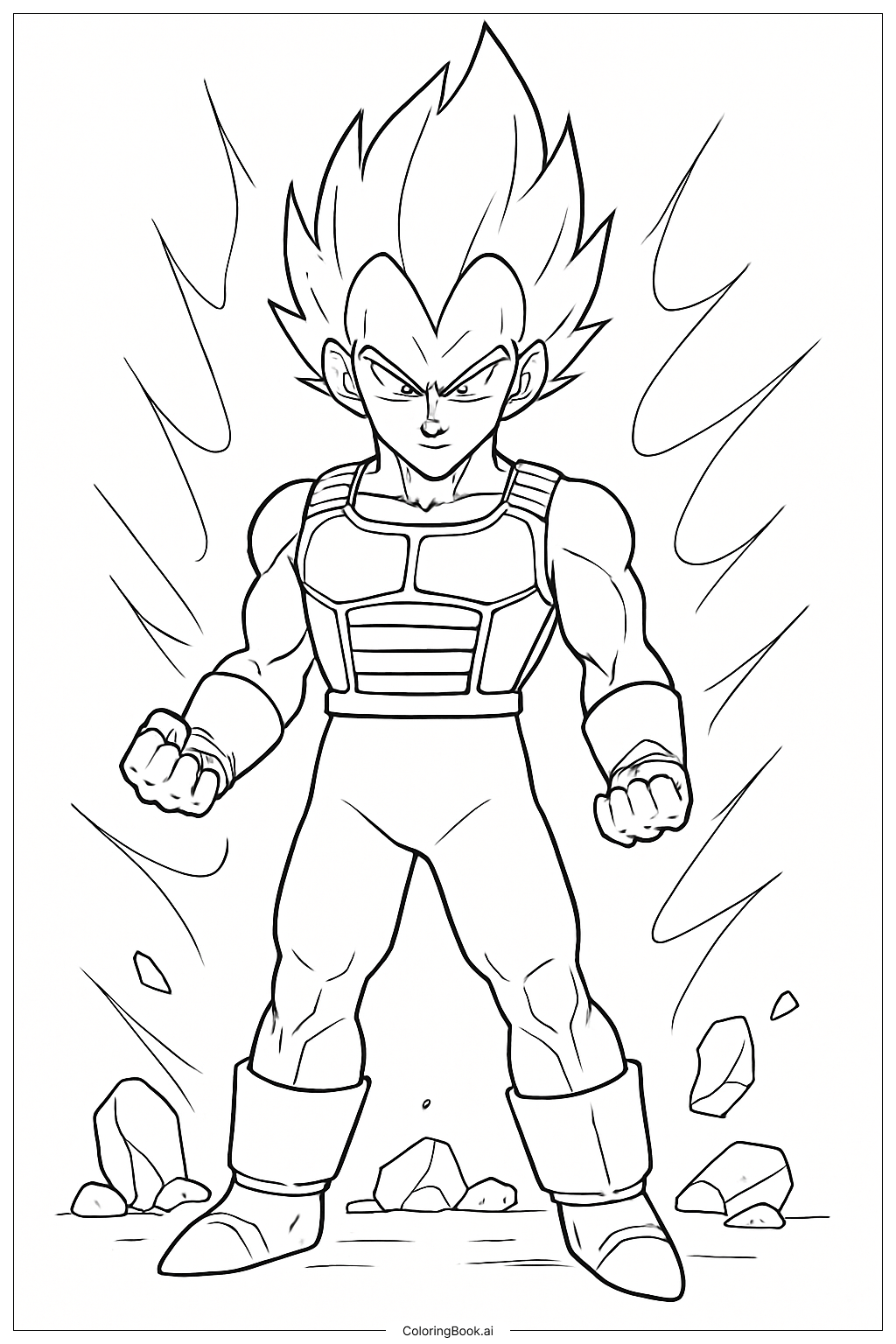 ドラゴンボールZ ベジータ パワーポーズの塗り絵ページ 
