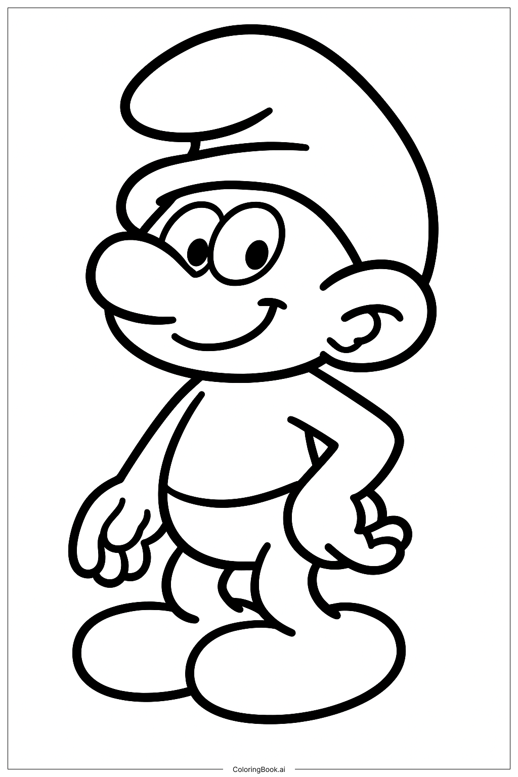  A Smurf Wearing A Santa Hat Coloring Page 