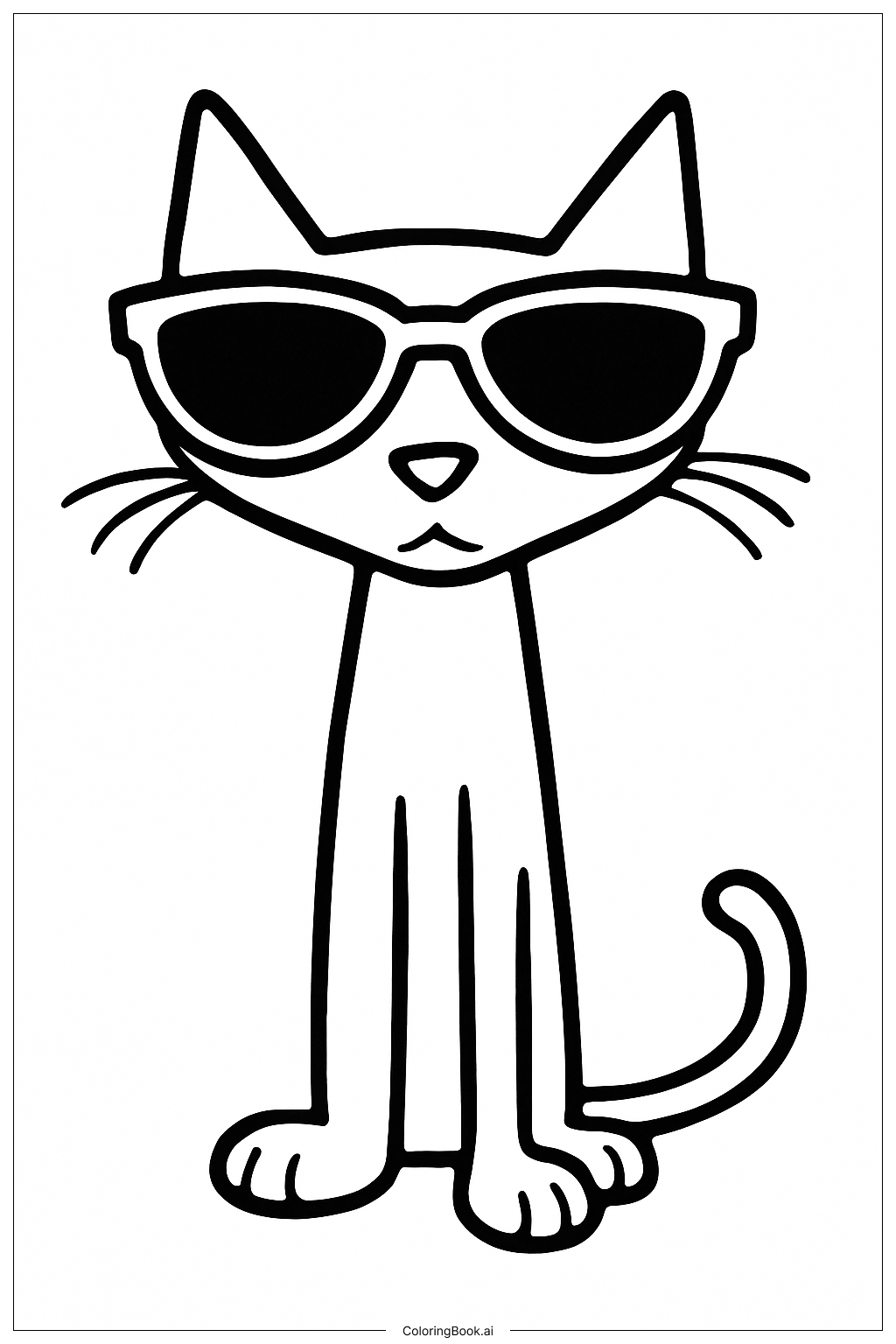  酷炫墨镜的猫彼得填色页 