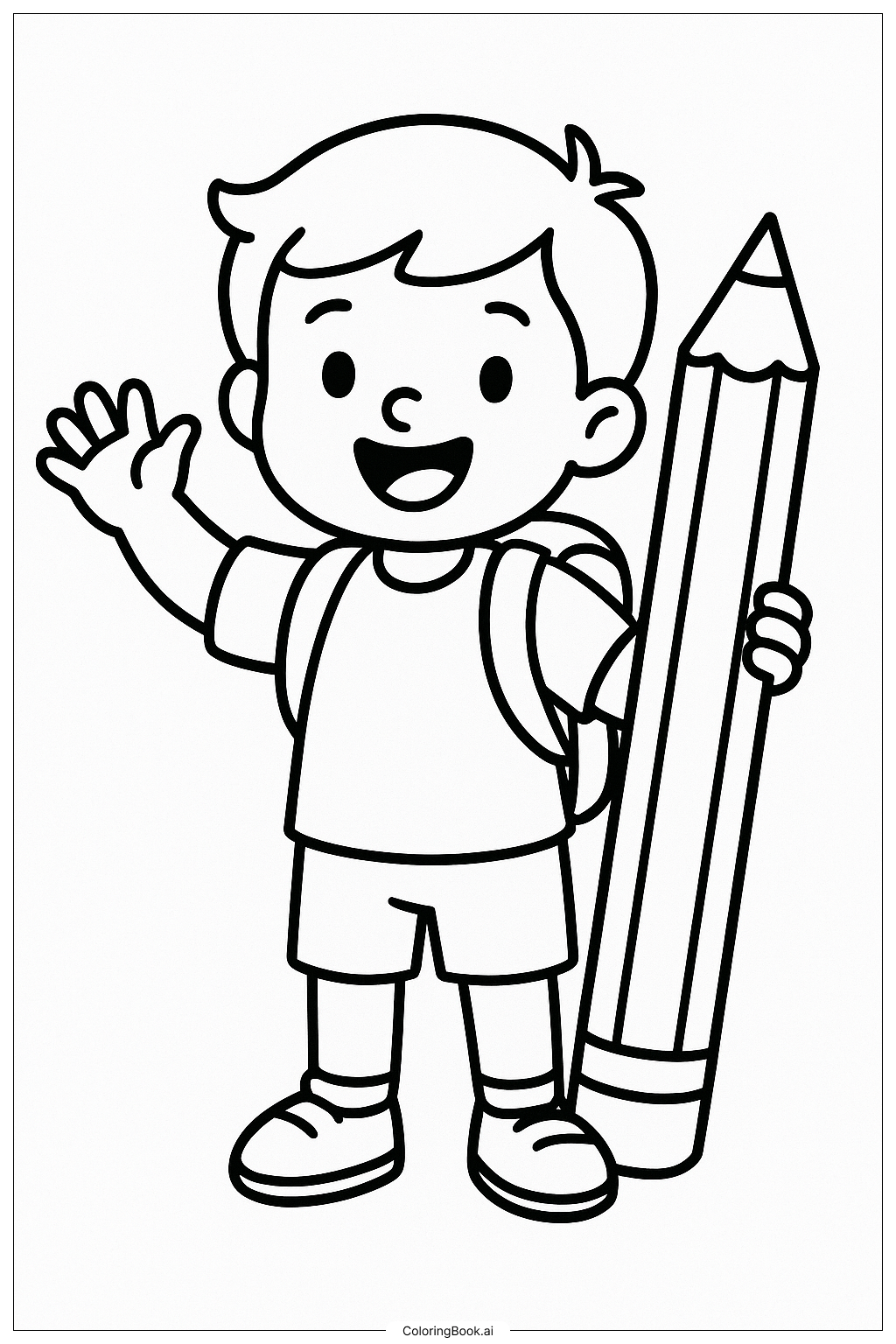  Page de coloriage Bienvenue au premier jour d'école 