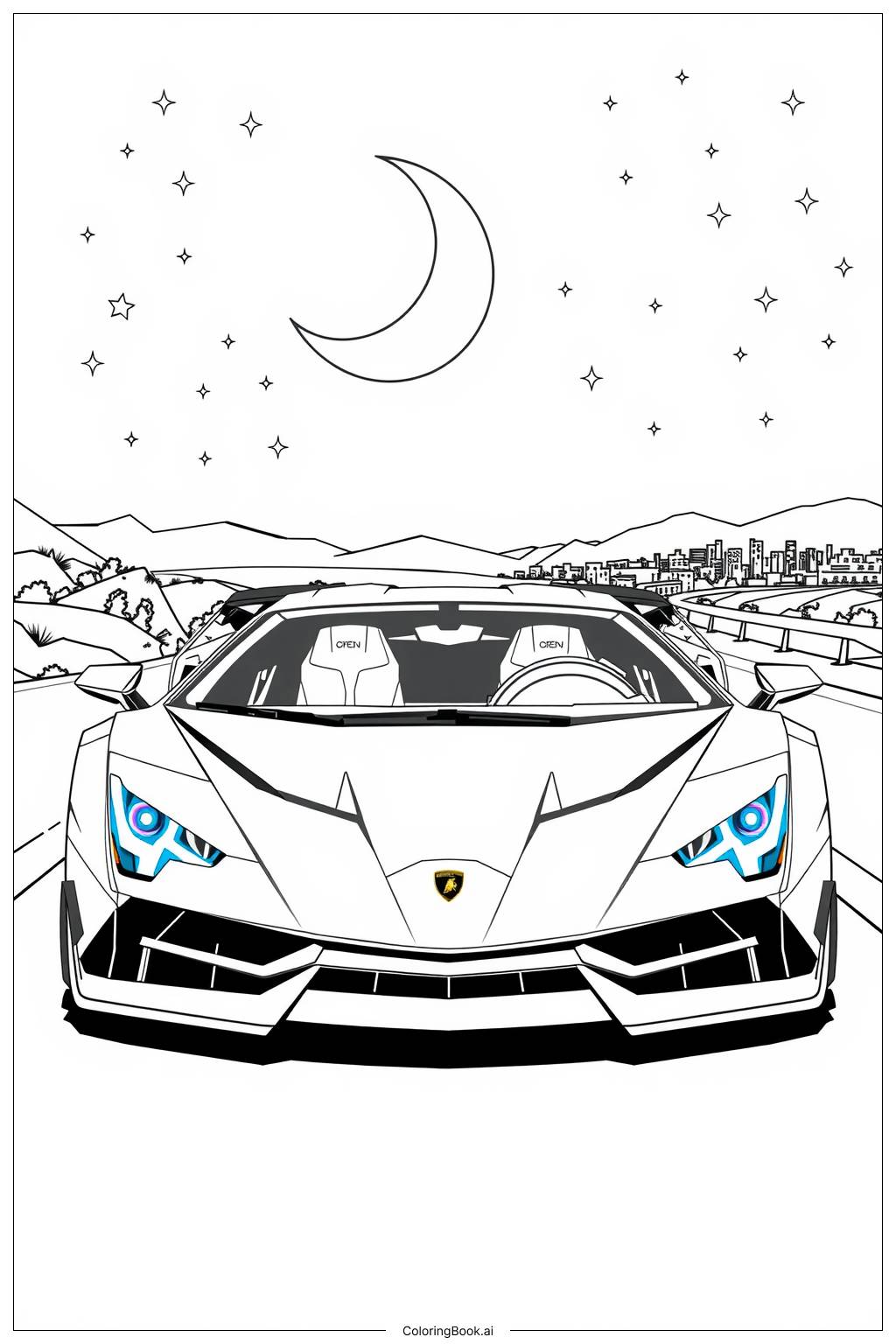  Veneno Night Drive-2 Coloring Page 