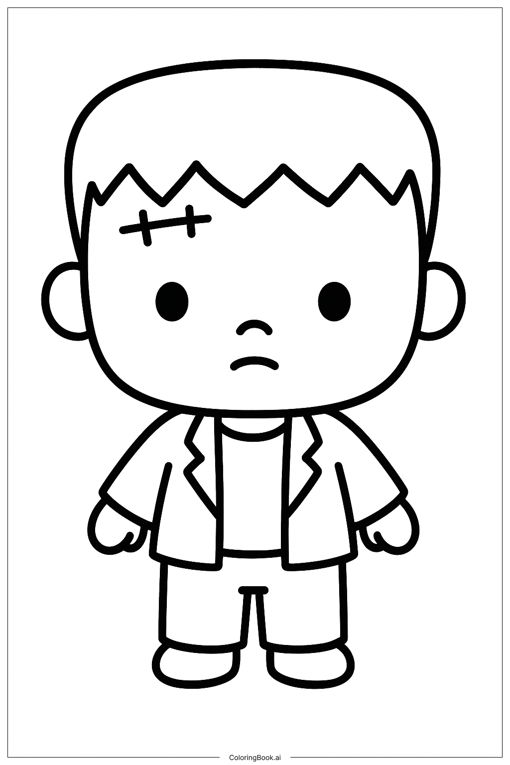  Chibi-Stil Frankenstein Ausmalseite 