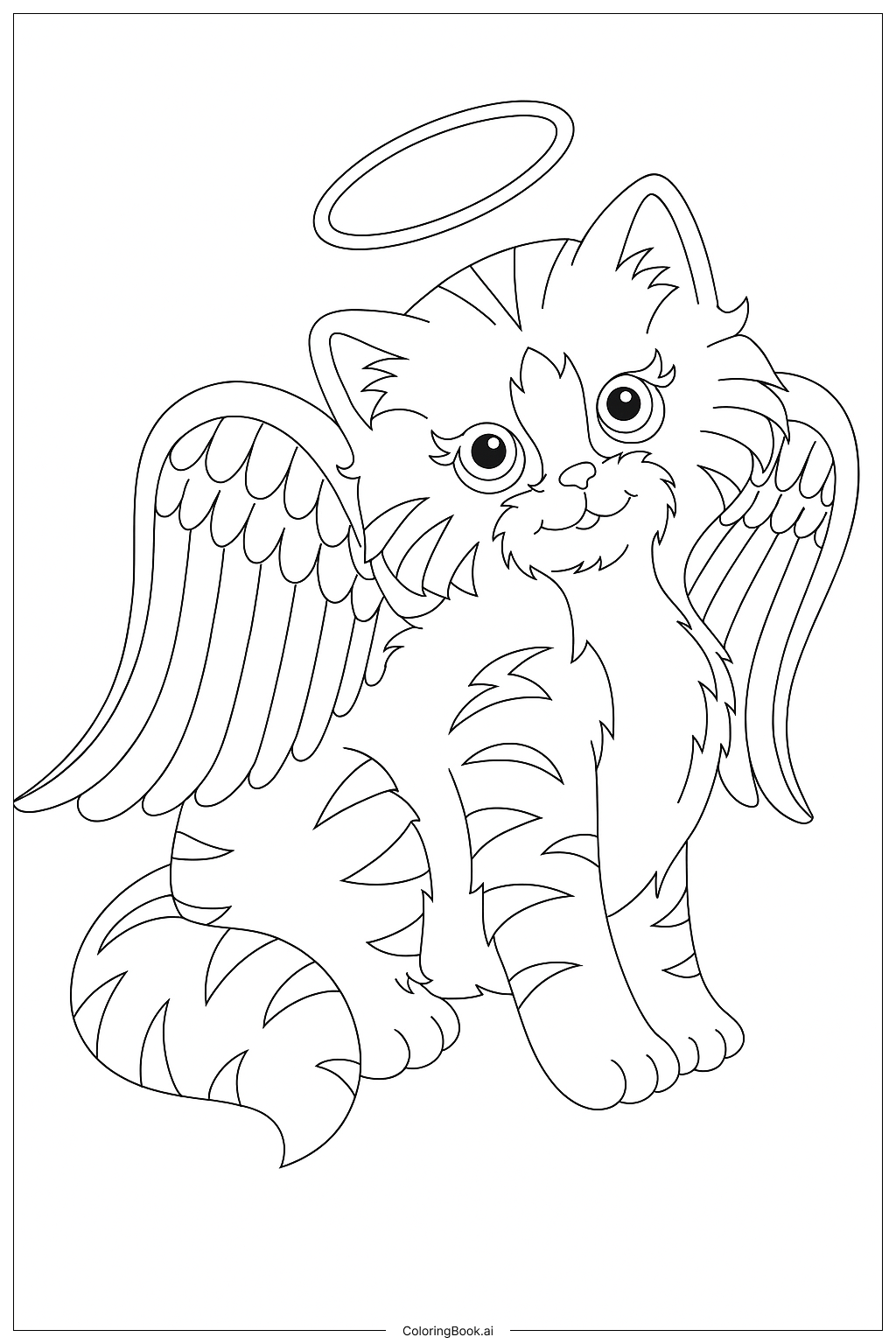  Page de coloriage Chaton Ange 