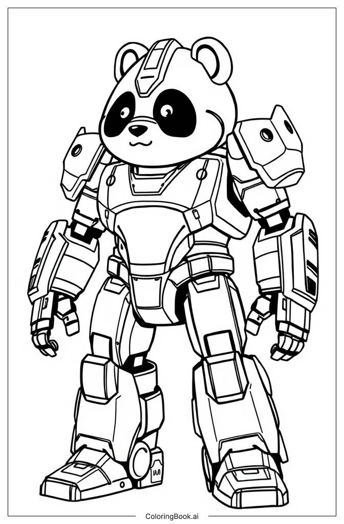  Página para colorear de Robo Combo Panda 