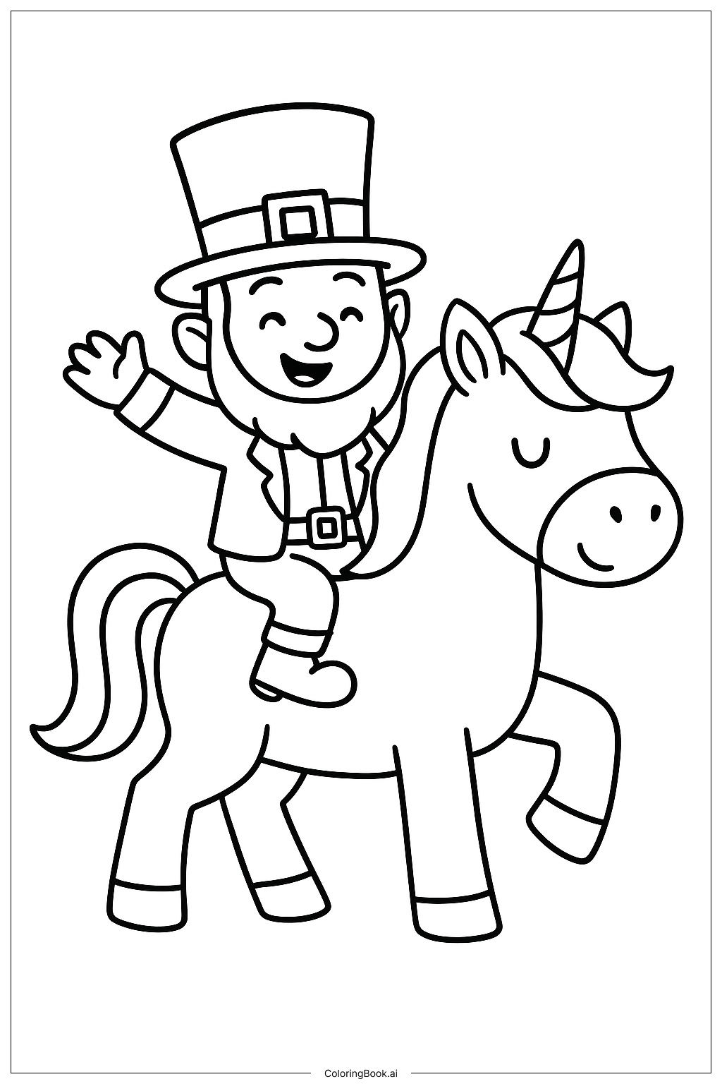  Kobold reitet auf einem Einhorn Ausmalseite 