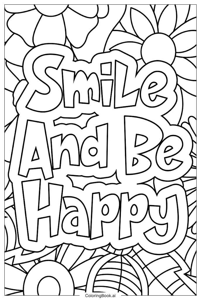  Página para colorear de Sonríe y Sé Feliz Hoy 