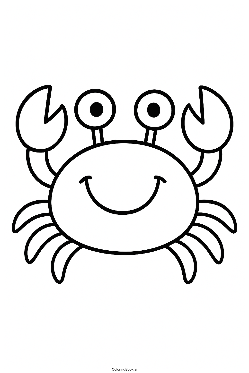  Smiling Crab Under The Sea Coloring Page 