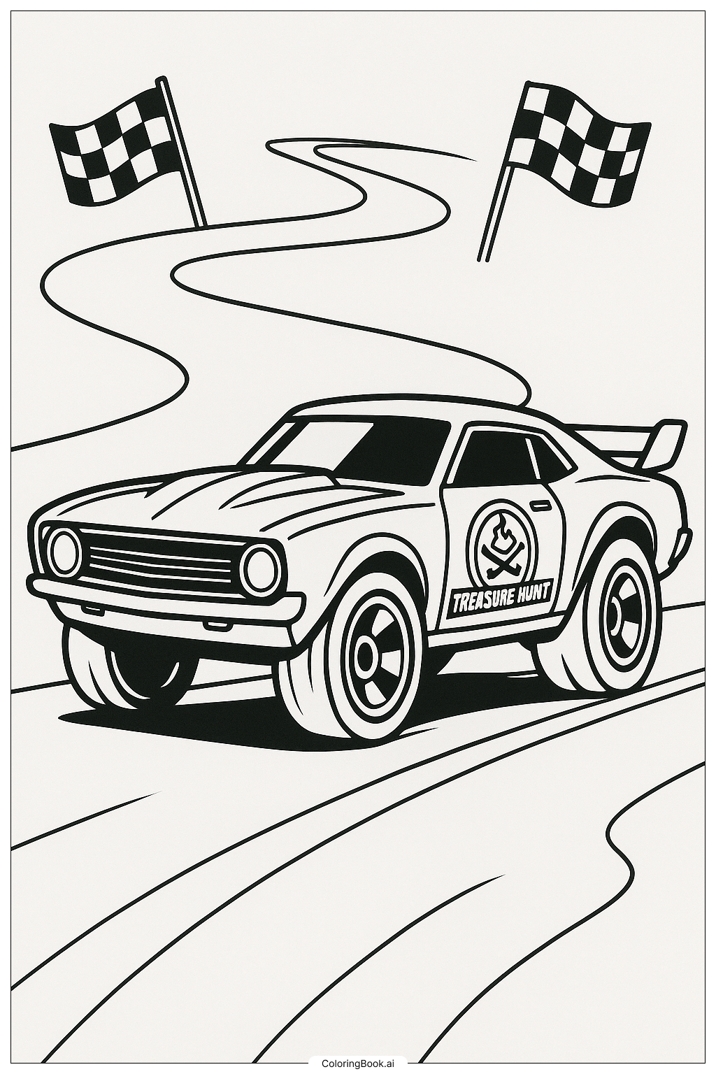Hot Wheels Treasure Hunt Auto Ausmalseite