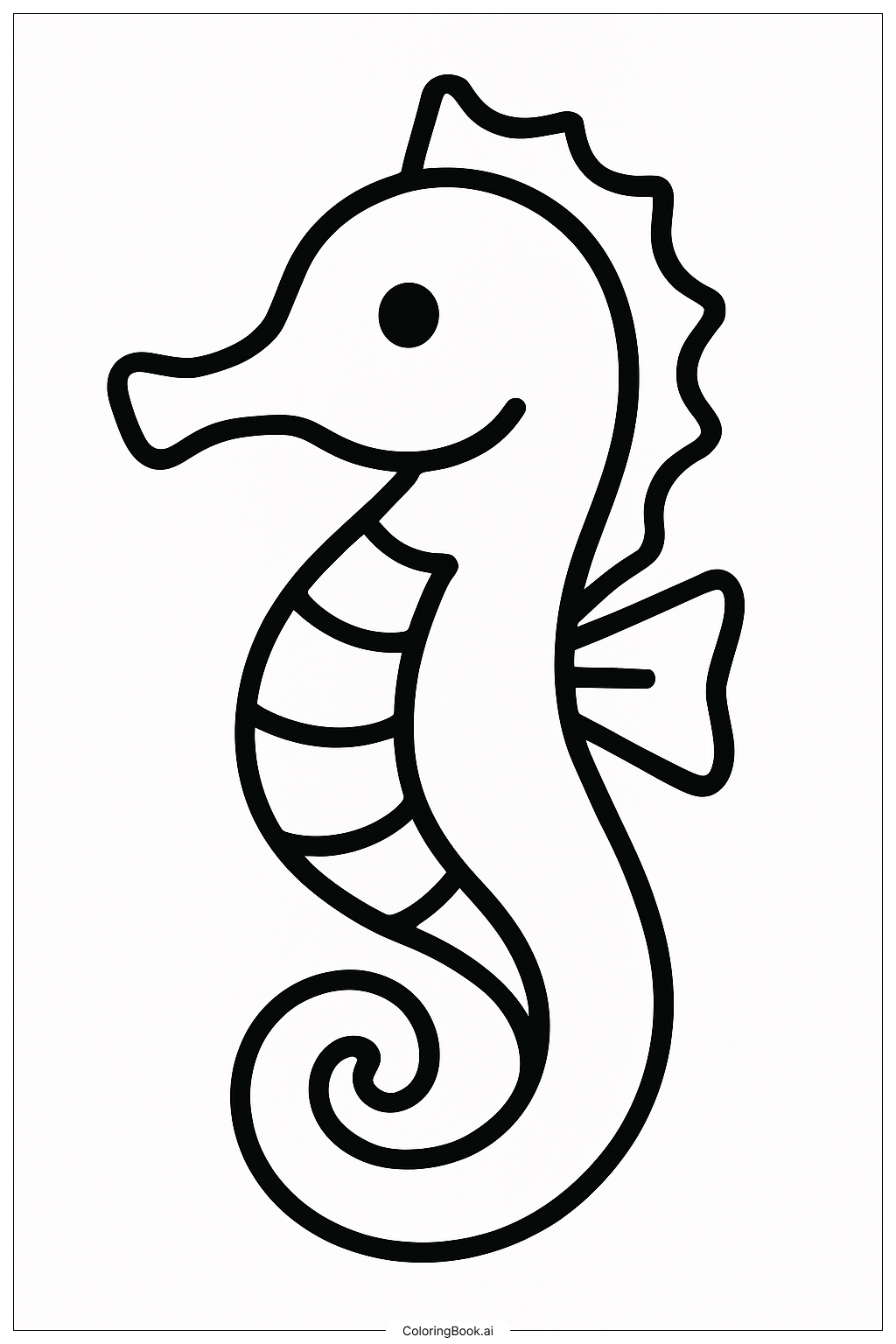 Página para colorear de Un Caballito de Mar Nadando Solo