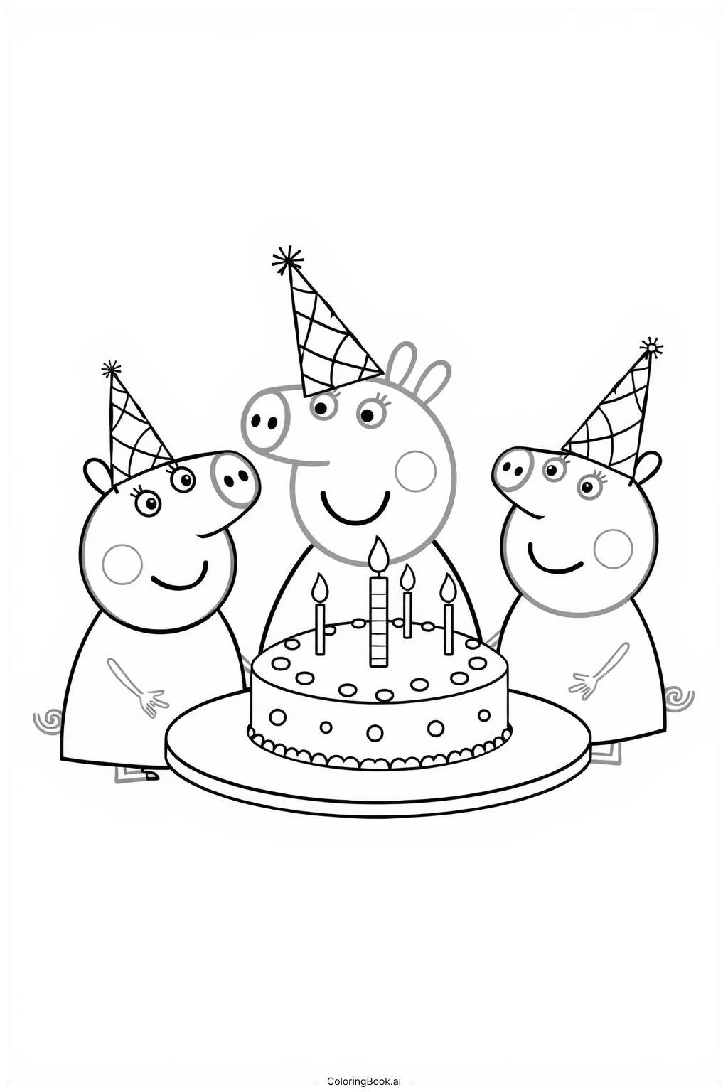  peppa pig celebrating her birthday with friends Coloring Page 