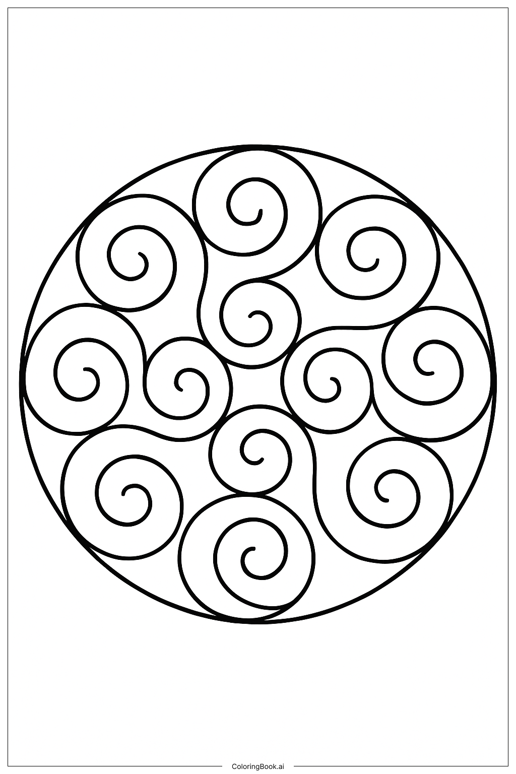  Stress Relief Mandala with Repeating Swirls Coloring Page 