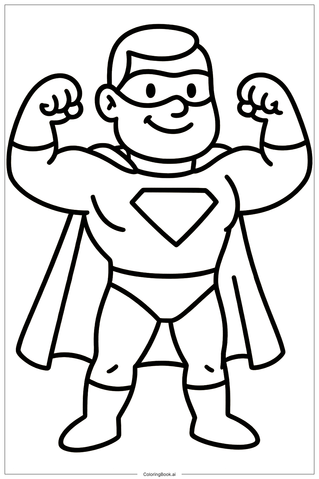 Superheld, der seine starken Muskeln anspannt Ausmalseite