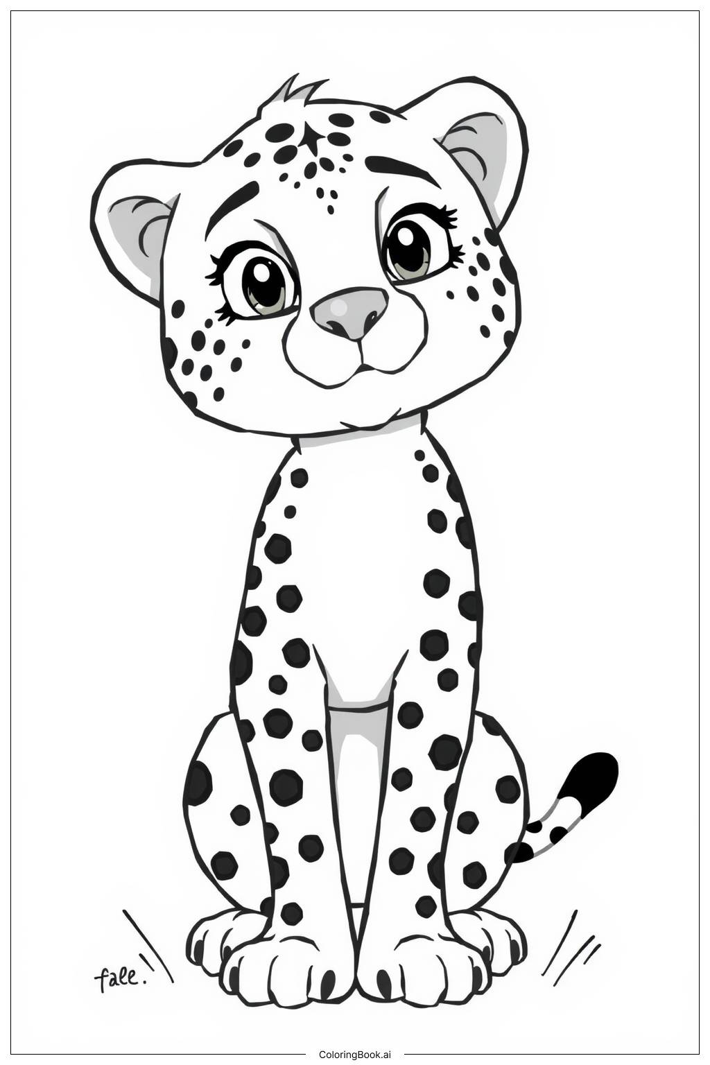  cheetah cute pose-2 Coloring Page 