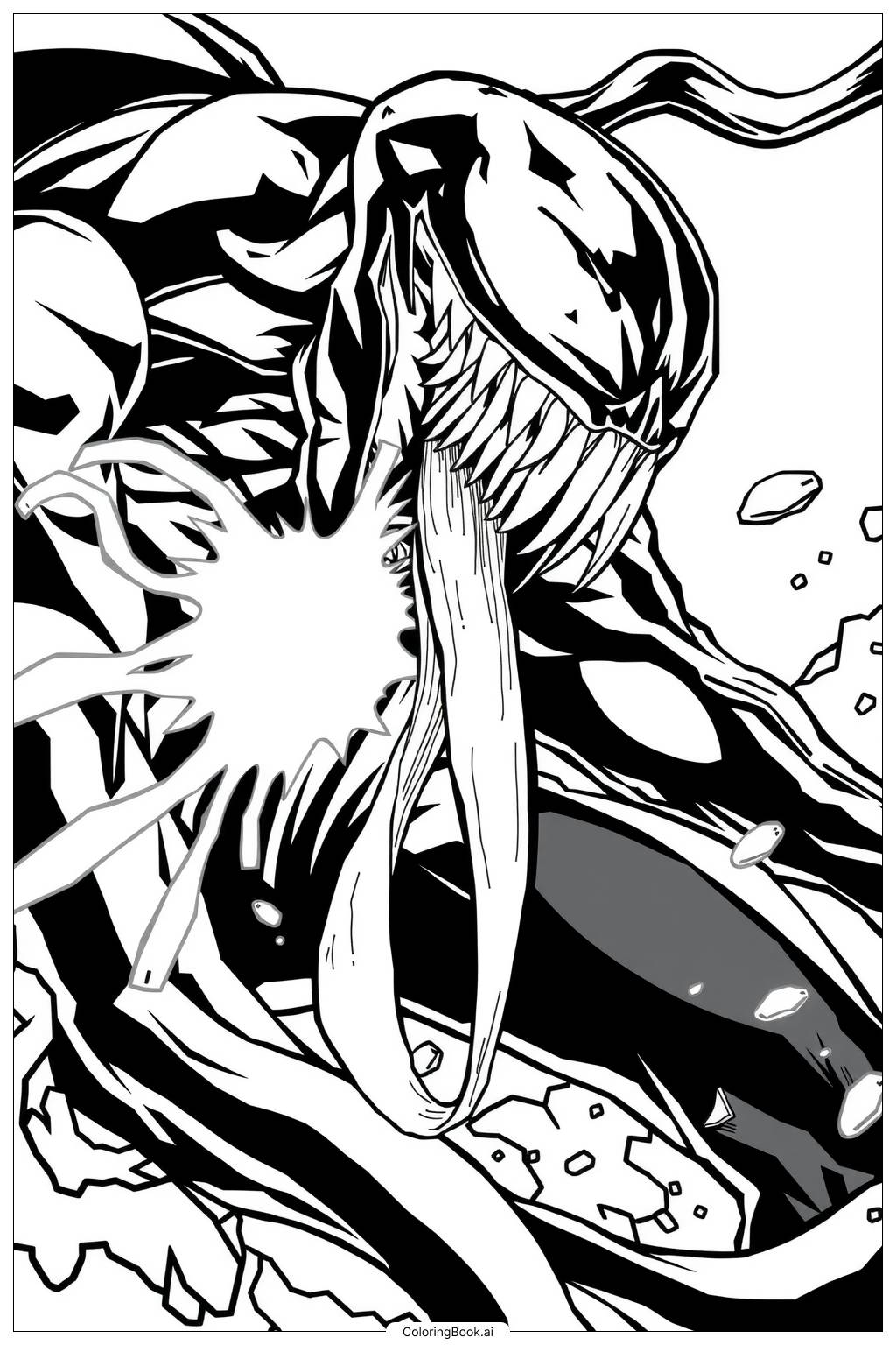  Page de coloriage attaque de langue de venom-2 