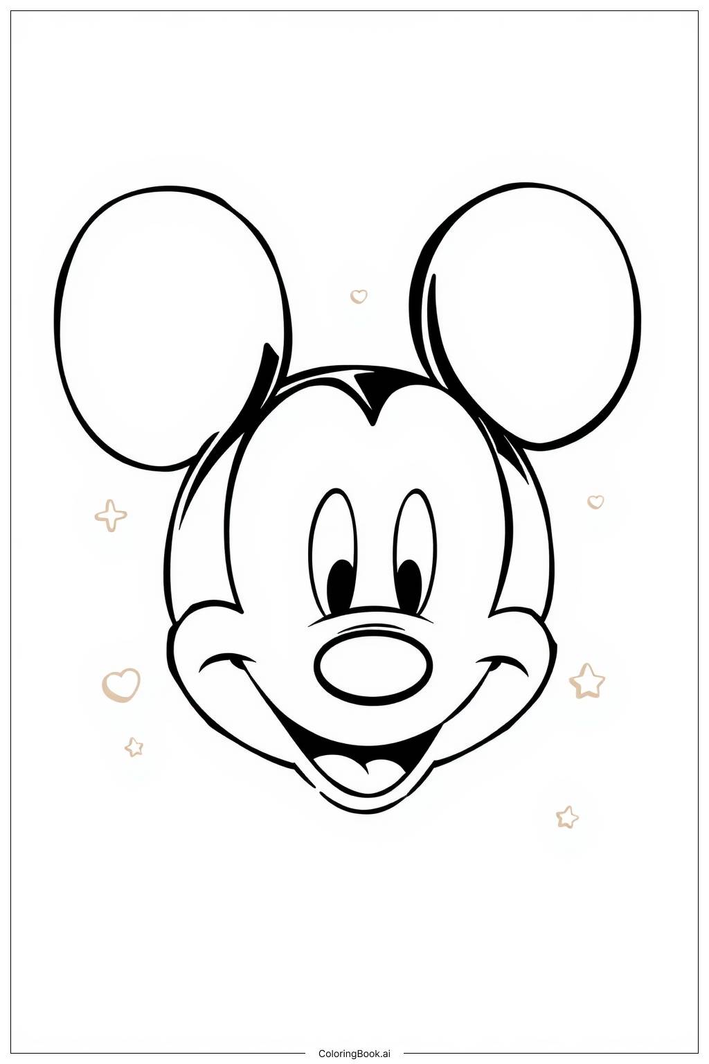  Page de coloriage Art de silhouette de tête de Mickey Mouse-2 