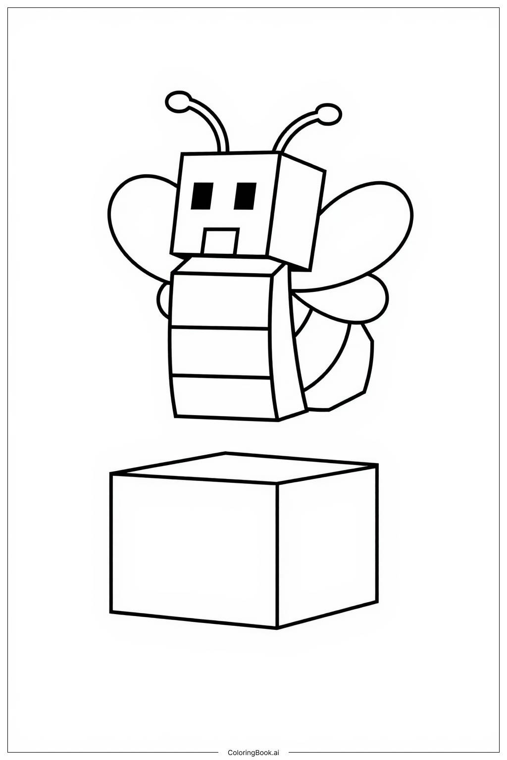 P gina Para Colorear Abeja De Minecraft Volando Sobre Bloques Descarga 