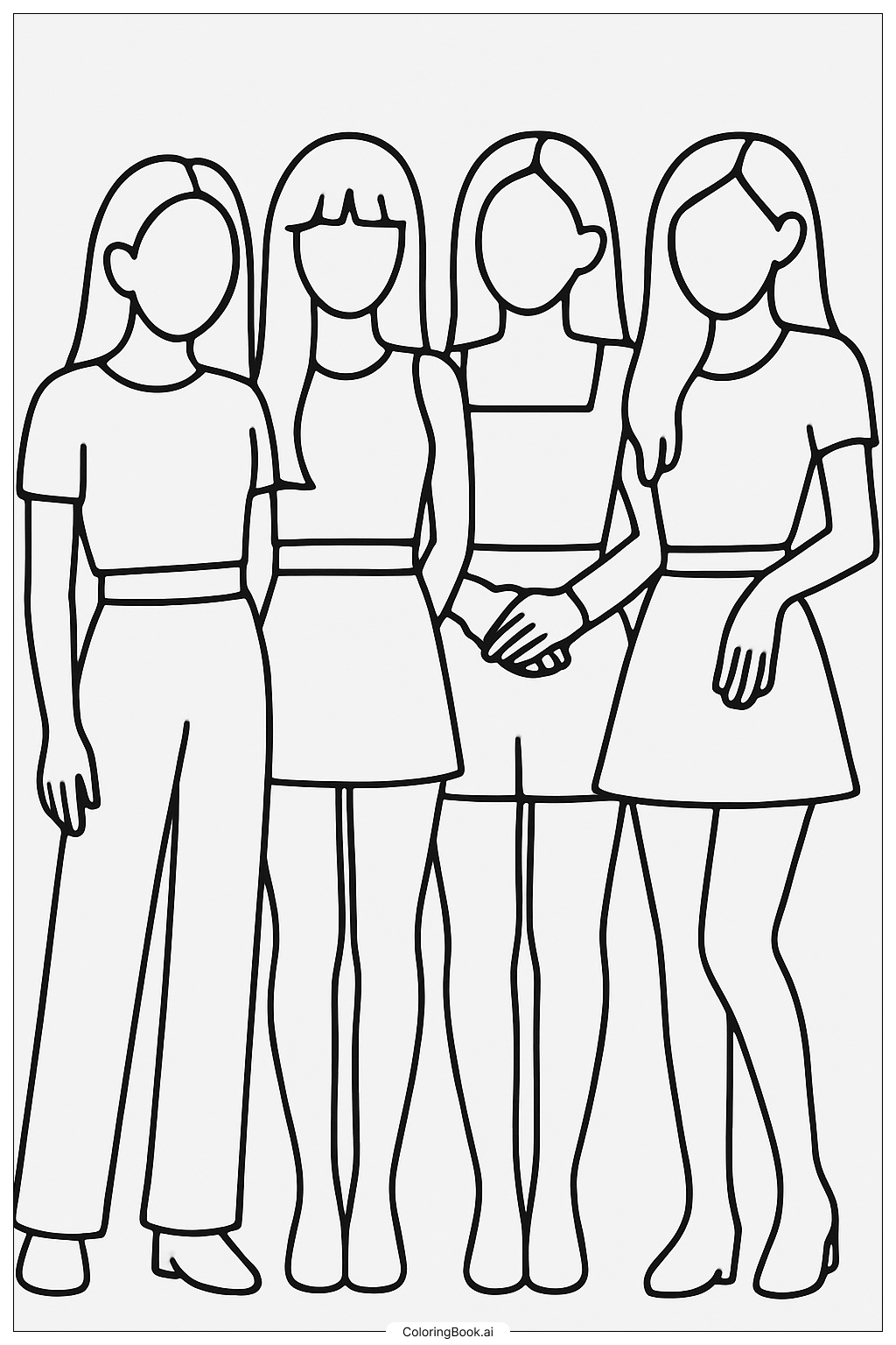  Simple Blackpink Group Pose Coloring Page 