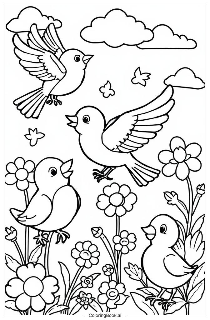  Easy Bird Drawing Coloring Page 