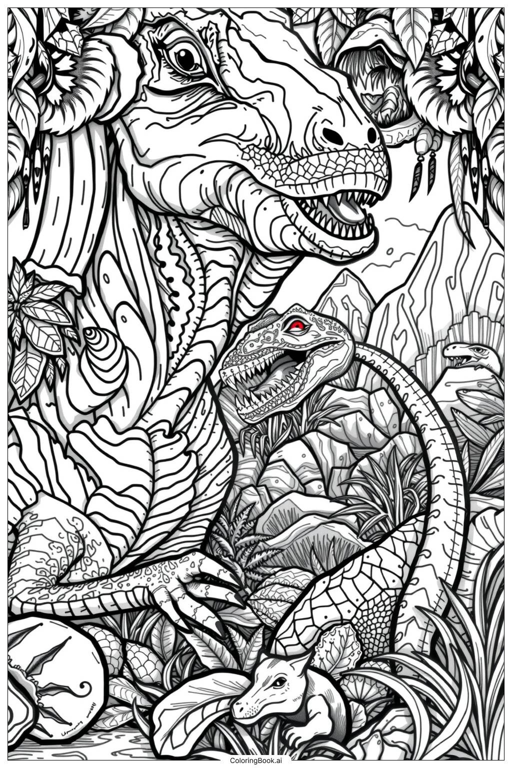  Page de coloriage monde jurassique 