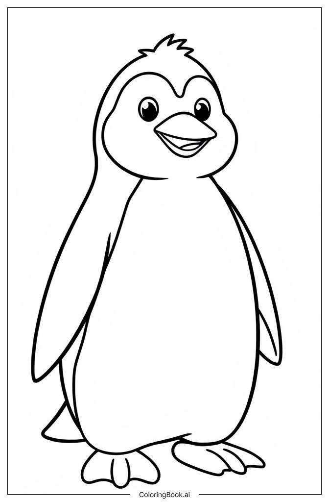  Página para colorir de bebê pinguim em pé de frente 