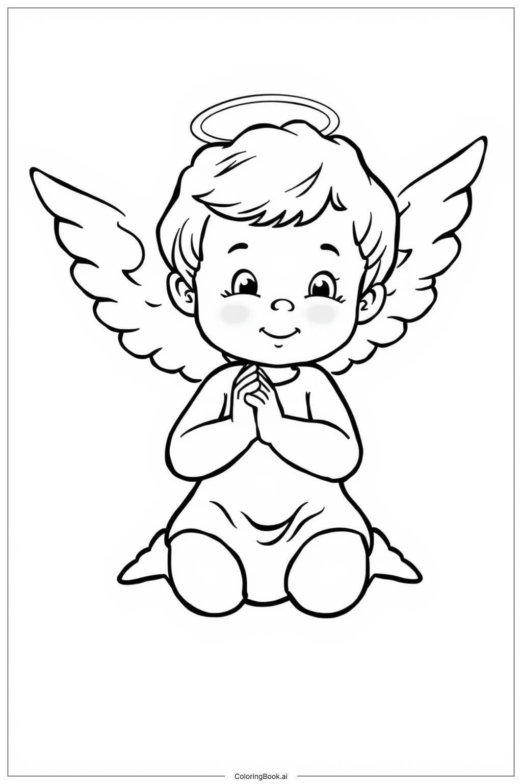  Little Angel Praying Coloring Page 