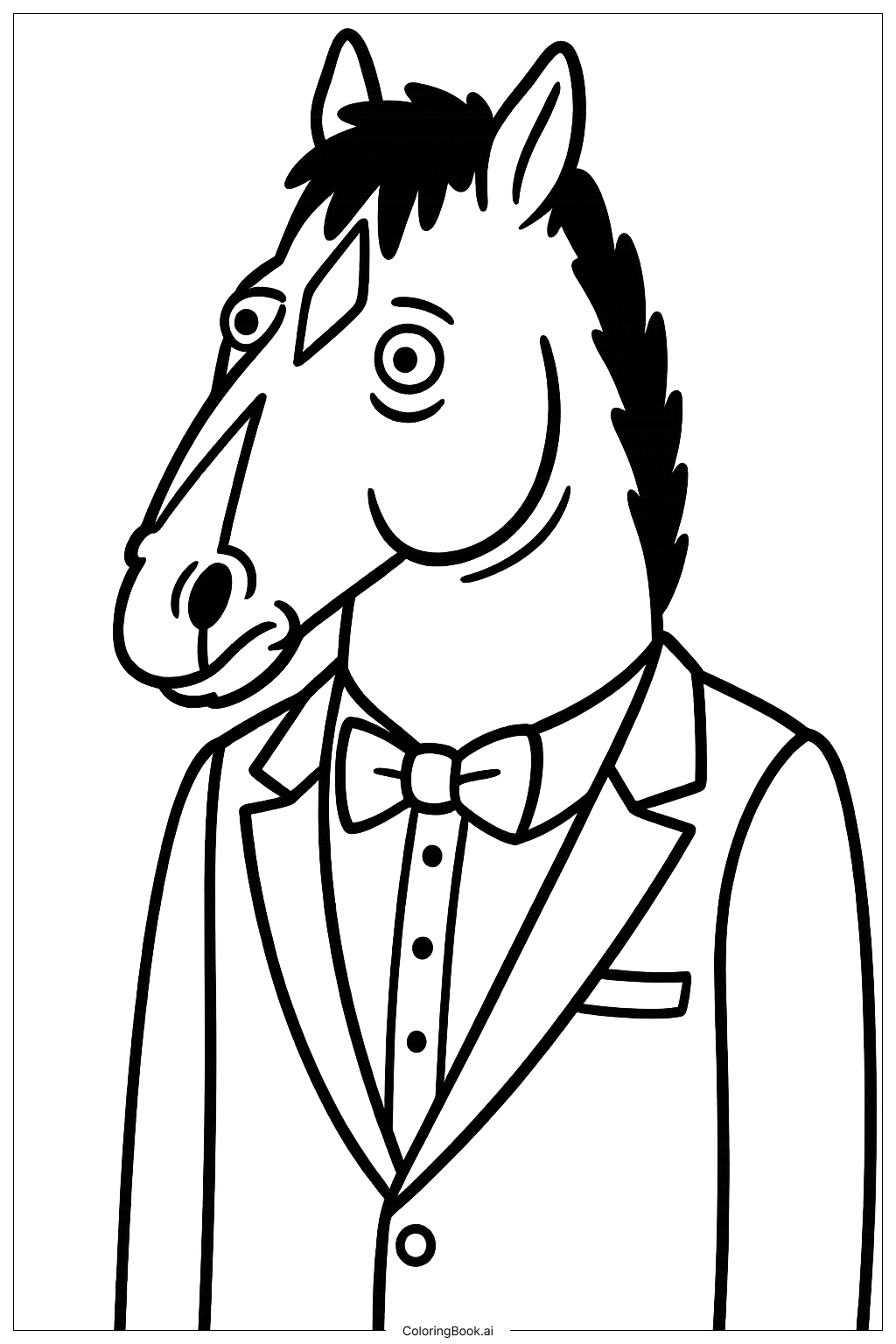  Page de coloriage Bojack Horseman en Smoking 